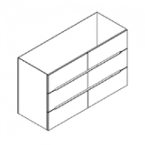 Caisson meuble vasque BENTO 120cm double 6 tiroirs / Poignée Prise de main - Laque au choix - DECOTEC