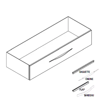 Caisson meuble vasque BENTO 120cm simple 1 tiroir / Poign�e Bandeau, Baguette, Flap ou Ondine - Laque au choix - DECOTEC 1796071