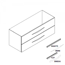 Caisson meuble vasque BENTO 120cm simple 2 tiroirs / Poignée Bandeau, Baguette, Flap ou Ondine - Décor bois - DECOTEC 1793071