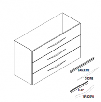 Caisson meuble vasque BENTO 120cm simple 3 tiroirs / Poignée Bandeau, Baguette, Flap ou Ondine - Décor bois - DECOTEC 1793191