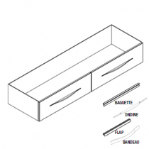 Caisson meuble vasque BENTO 150cm 2 tiroirs / Poignée Bandeau, Baguette, Flap ou Ondine - Laque au choix - DECOTEC 1796361