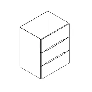 Caisson meuble vasque BENTO 60cm 3 tiroirs / Poign�e Prise de main - Laque au choix - DECOTEC R�f. 1791091