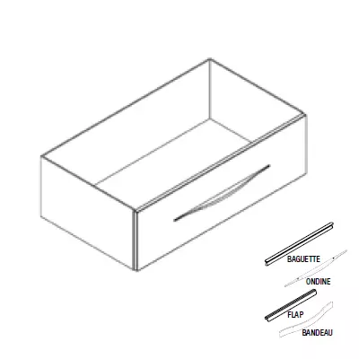 Caisson meuble vasque BENTO 80cm 1 tiroir / Poign�e Bandeau, Baguette, Flap ou Ondine - M�lamin� d�cor bois - DECOTEC 1797021
