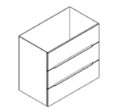 Caisson meuble vasque BENTO 80cm 3 tiroirs / Poign�e Prise de main - Laque au choix - DECOTEC R�f. 1791101