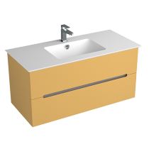Caisson meuble vasque BENTO L100 x P45 x H48.5 cm - 2 tiroirs - Prise de main - Laque au choix - DECOTEC Réf. 1791041