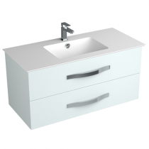 Caisson meuble vasque BENTO L100 x P45 x H48.5cm - 2 tiroirs - Poignée Ondine ou bandeau - Laque au choix - DECOTEC Réf. 1792041