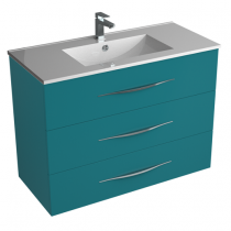Caisson meuble vasque BENTO L100 x P45 x H73cm - 3 tiroirs - Poignée Ondine ou bandeau - Laque au choix - DECOTEC Réf. 1792121