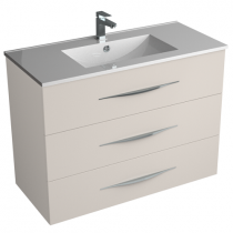 Caisson meuble vasque BENTO L80 x P45 x H73cm - 3 tiroirs - Poignée Ondine ou bandeau - Laque au choix - DECOTEC Réf. 1792101