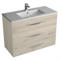 Caisson meuble vasque BENTO L80xP45xH73cm - 3 tiroirs - Poignée Ondine ou bandeau - Décor bois au choix - DECOTEC Réf. 1793101