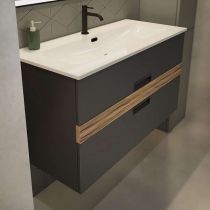 Caisson meuble vasque VIBRATO L120 - 2 tiroirs - laque / Chêne - DECOTEC Réf. 1825032