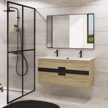 Caisson MV double VIBRATO L120 - 2 tiroirs - Décor bois / laque noire - DECOTEC Réf. 1825043