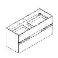 Caisson VIBRATO \ prise de main\  120cm simple vasque 2 tiroirs - Laque / Bandeau placage ch�ne - DECOTEC R�f. 1825034