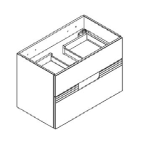 Caisson VIBRATO \ prise de main\  80cm 2 tiroirs - Laque / Bandeau placage chêne - DECOTEC 1825014