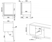 Cave à vin intégrable sous plan 38 bouteilles G Inox charnières à droite - SMEG Elite Réf. CVI338RX3