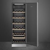 Cave à vin pose libre 197 bouteilles G Inox charnières droite - SMEG Réf. SCV115G