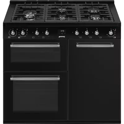 Centre de cuisson Concerto 100 cm 3 fours / 5 foyers gaz A Noir - SMEG R�f. CX103GMBL