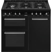 Centre de cuisson Concerto 100 cm 3 fours / 5 foyers gaz A Noir - SMEG Réf. CX103GMBL