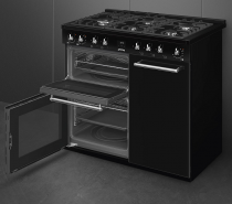 Centre de cuisson Concerto 100 cm 3 fours / 5 foyers gaz A Noir - SMEG Réf. CX103GMBL