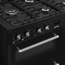 Centre de cuisson Concerto 100 cm 3 fours / 5 foyers gaz A Noir - SMEG Réf. CX103GMBL
