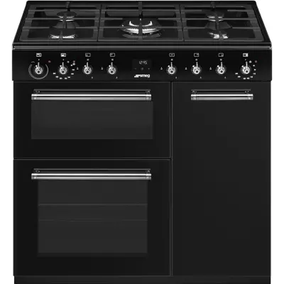 Centre de cuisson Concerto 90cm 3 fours �lectriques / 5 foyers gaz Noir - SMEG R�f. CX93GMBL