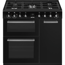 Centre de cuisson Concerto 90cm 3 fours électriques / 5 foyers gaz Noir - SMEG Réf. CX93GMBL