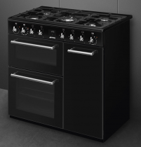 Centre de cuisson Concerto 90cm 3 fours électriques / 5 foyers gaz Noir - SMEG Réf. CX93GMBL