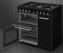 Centre de cuisson Concerto 90cm 3 fours électriques / 5 foyers gaz Noir - SMEG Réf. CX93GMBL