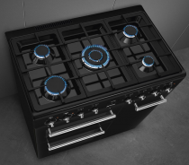 Centre de cuisson Concerto 90cm 3 fours électriques / 5 foyers gaz Noir - SMEG Réf. CX93GMBL