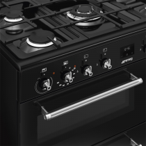 Centre de cuisson Concerto 90cm 3 fours électriques / 5 foyers gaz Noir - SMEG Réf. CX93GMBL