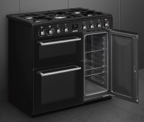 Centre de cuisson Concerto 90cm 3 fours électriques / 5 foyers gaz Noir - SMEG Réf. CX93GMBL