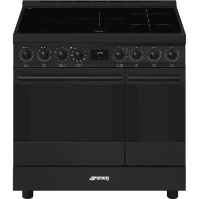 Centre de cuisson Sinfonia 90cm 2 fours �lectriques / 5 foyers induction Noir mat - SMEG Elite R�f. C92IPN2