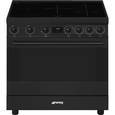 Centre de cuisson Sinfonia 90cm Four multifonction Vapor Clean / 5 foyers induction Noir mat - SMEG Elite R�f. C9IMN2