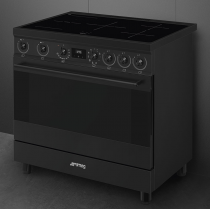 Centre de cuisson Sinfonia 90cm Four multifonction Vapor Clean / 5 foyers induction Noir mat - SMEG Elite Réf. C9IMN2