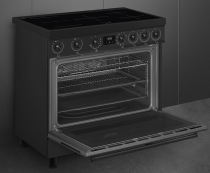 Centre de cuisson Sinfonia 90cm Four multifonction Vapor Clean / 5 foyers induction Noir mat - SMEG Elite Réf. C9IMN2