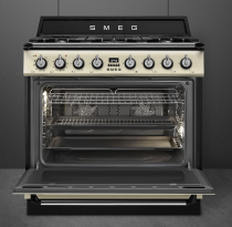 Centre de cuisson Victoria 90 cm Four pyrolyse / 5 foyers gaz Crème - SMEG Réf. TR90GPP