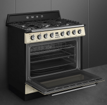 Centre de cuisson Victoria 90 cm Four pyrolyse / 5 foyers gaz Crème - SMEG Réf. TR90GPP