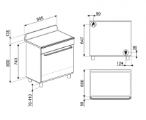 Centre de cuisson Victoria 90 cm Four pyrolyse / 5 foyers gaz Crème - SMEG Réf. TR90GPP