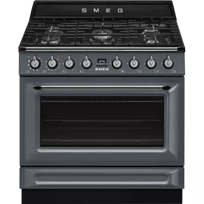 Centre de cuisson Victoria 90 cm Four pyrolyse / 5 foyers gaz Gris Ardoise - SMEG R�f. TR90GPGR