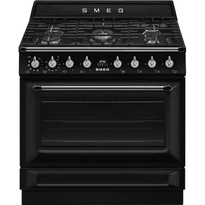 Centre de cuisson Victoria 90 cm Four pyrolyse / 5 foyers gaz Noir - SMEG R�f. TR90GPBL