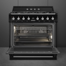 Centre de cuisson Victoria 90 cm Four pyrolyse / 5 foyers gaz Noir - SMEG Réf. TR90GPBL