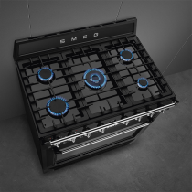 Centre de cuisson Victoria 90 cm Four pyrolyse / 5 foyers gaz Noir - SMEG Réf. TR90GPBL