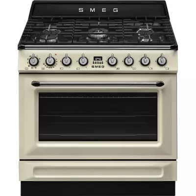 Centre de cuisson Victoria 90 cm Four vapor Clean / 5 foyers gaz Cr�me - SMEG R�f. TR90GMP