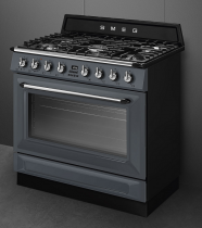 Centre de cuisson Victoria 90 cm Four vapor Clean / 5 foyers gaz Gris Ardoise - SMEG Réf. TR90GMGR