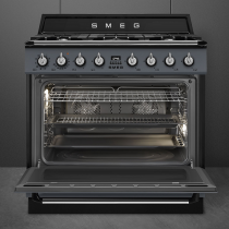 Centre de cuisson Victoria 90 cm Four vapor Clean / 5 foyers gaz Gris Ardoise - SMEG Réf. TR90GMGR