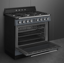 Centre de cuisson Victoria 90 cm Four vapor Clean / 5 foyers gaz Gris Ardoise - SMEG Réf. TR90GMGR
