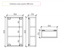 Colonne 1 porte Harmonie 35x65cm Blanc mat - OZE Réf. HAR-C650BM