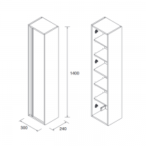 Colonne ATTILA L.30cm H.140cm 1 porte Blanc satiné - SALGAR Réf. 104243