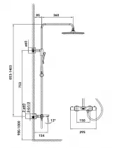 Colonne bain-douche thermostatique Gala Noir mat - OZE Réf. GALA830NM