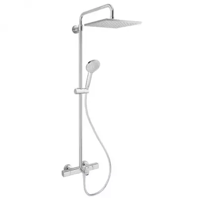 Colonne bain-douche thermostatique July+ t�te carr�e Chrom� - JACOB DELAFON R�f. E35681-9-CP