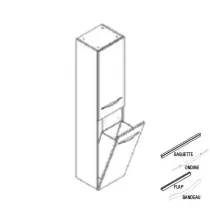 Colonne BENTO 35cm H.160cm 1 porte + panier à linge / Poignée Bandeau, Baguette, Flap ou Ondine - Décor bois au choix - DECOTEC